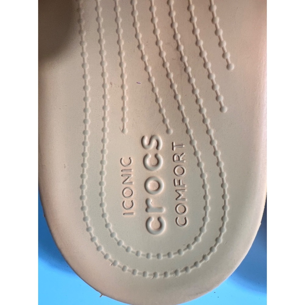 Crocs Women's 8 Men's 6 Orange Iconic Comfort Slip On Classic Sandals Logo - Picture 6 of 11